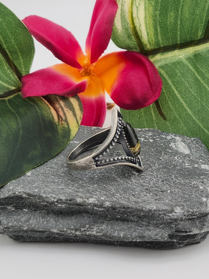 Oxidized Marquee Bumblebee Jasper Ring Size 9.25