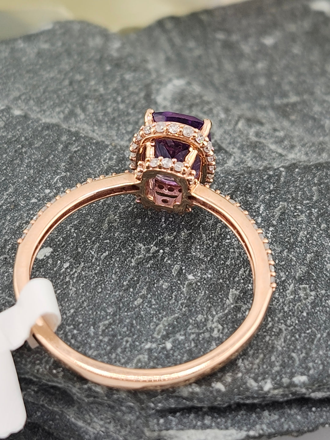 10K Rose Gold Diamond and Amethyst Ring