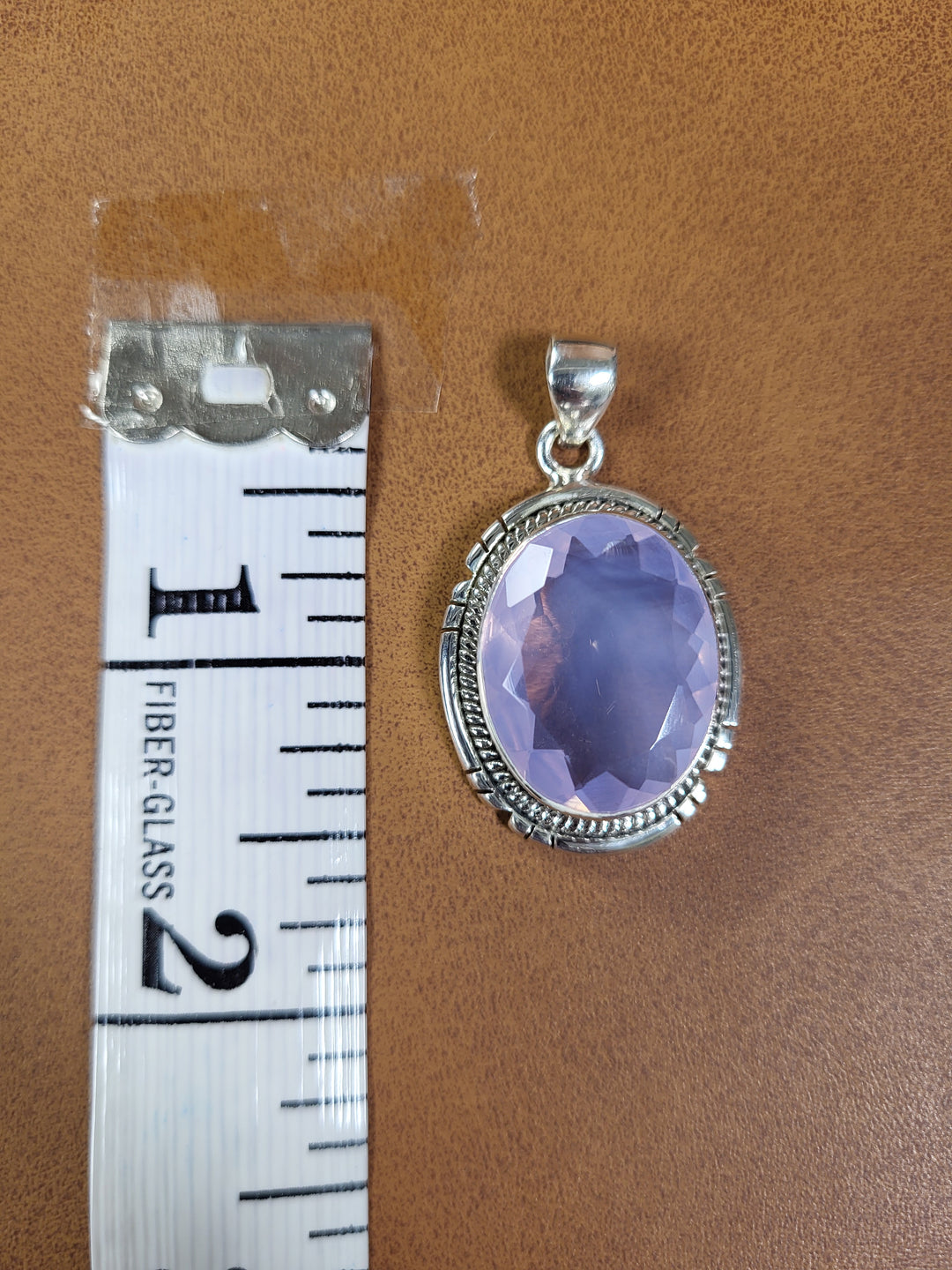 Natural Lavender Quartz 925 Sterling Silver Pendant - 1 1/2"