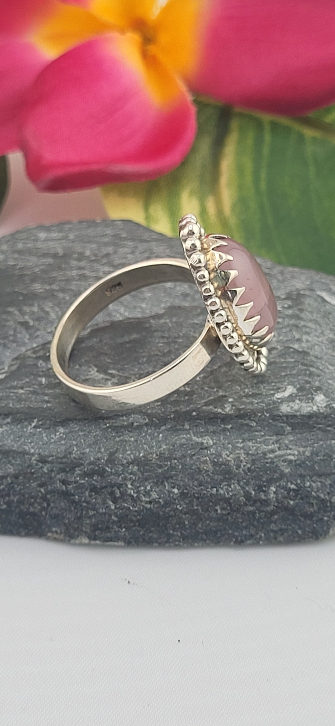 Morganite and 925 Sterling Silver Ring Size 9