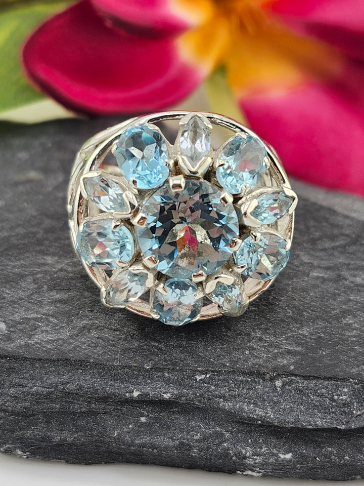 Cluster Topaz Ring Size 9