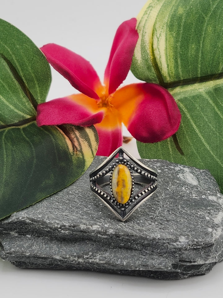 Oxidized Marquee Bumblebee Jasper Ring Size 7.25