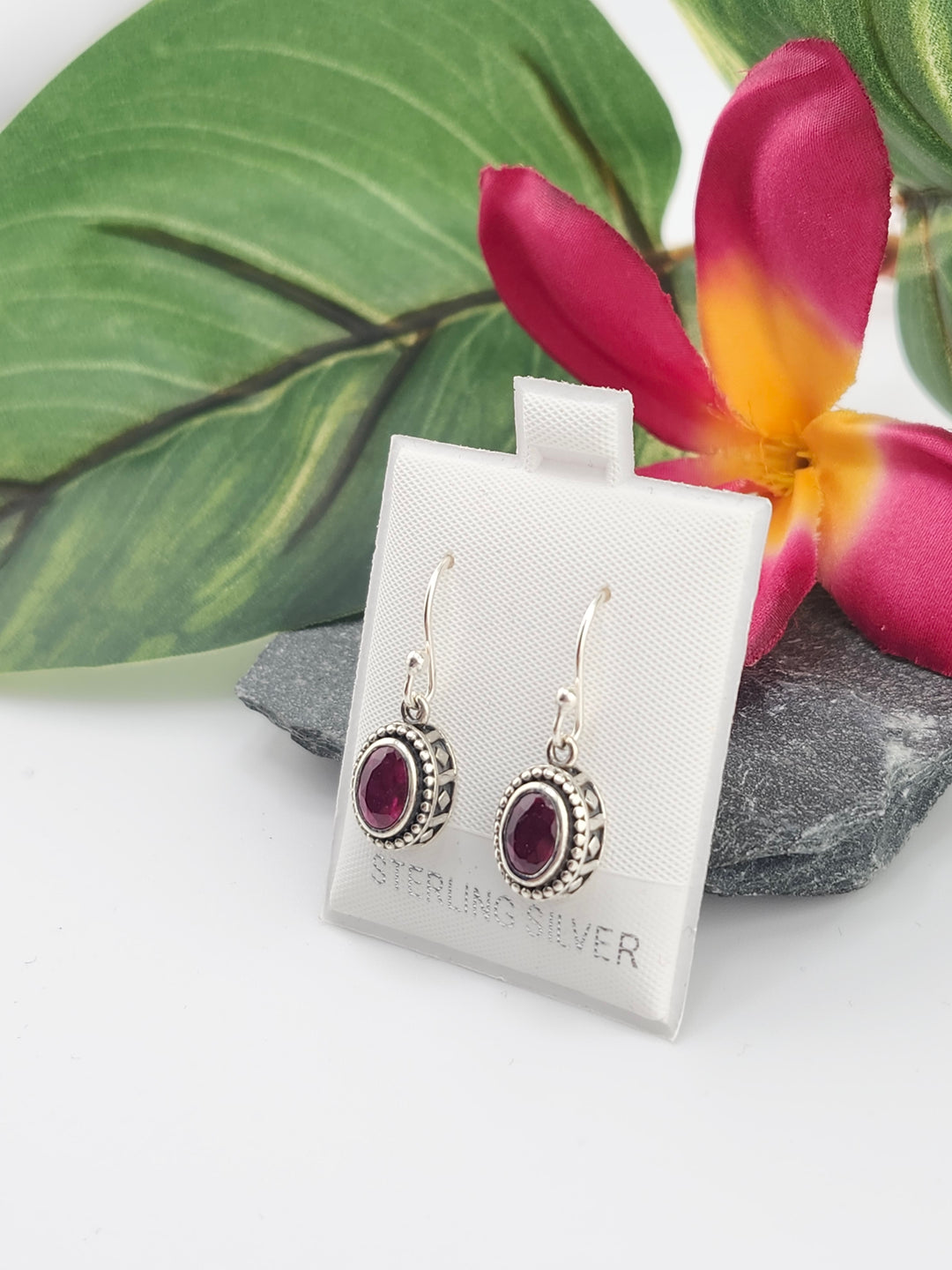 Ruby Oval Dangle Earrings