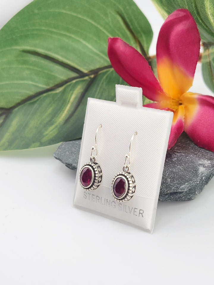 Ruby Oval Dangle Earrings