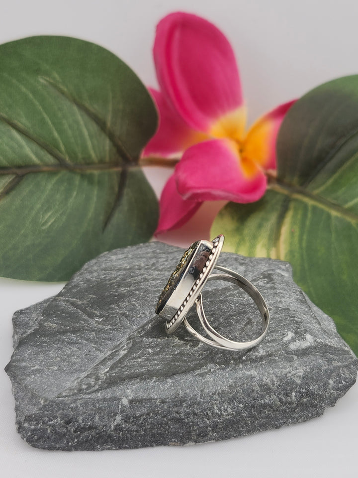 Titanium Druzy 925 Sterling Silver Ring Size 6