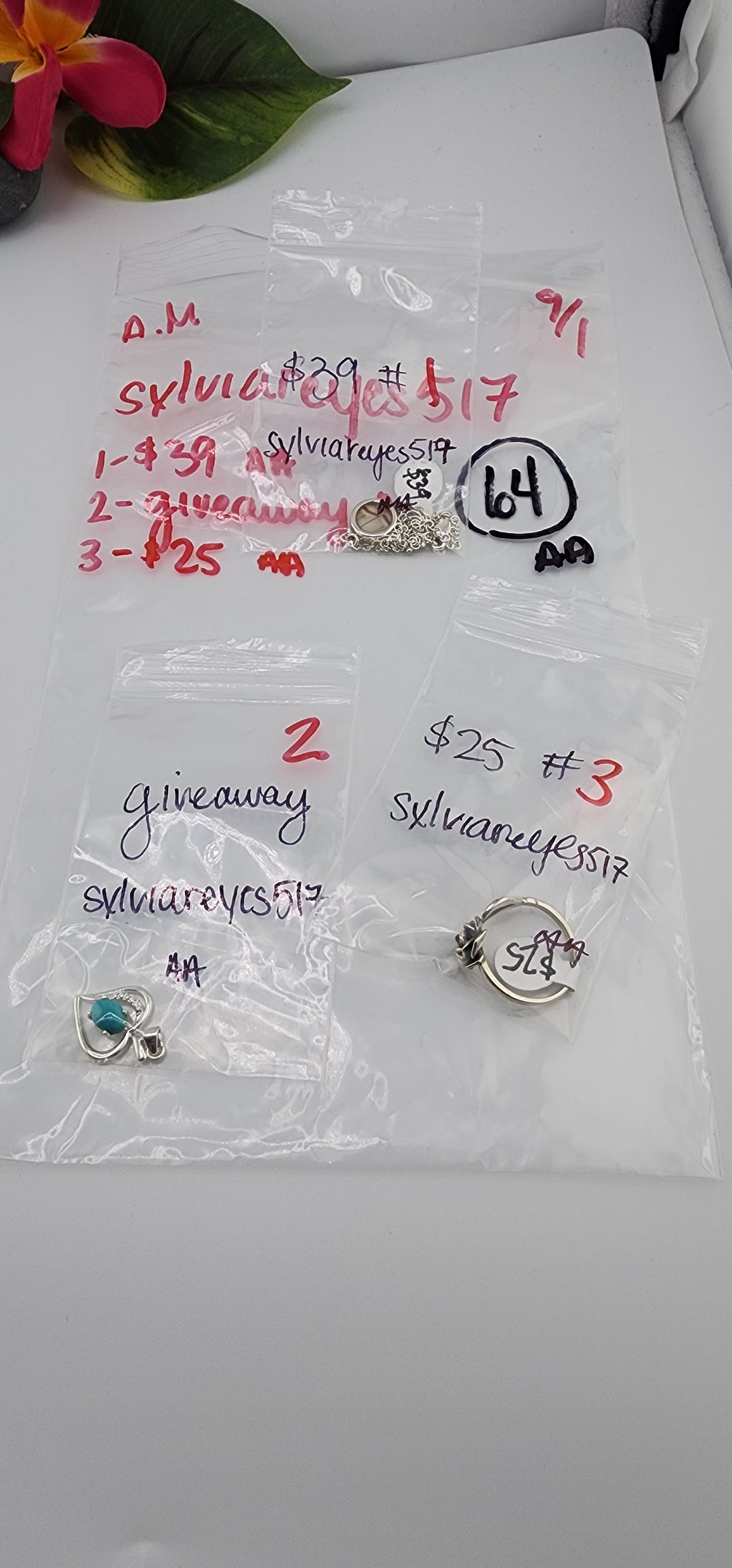 AM SHOW 48HR - RESERVED FOR: sylviareyez517 - 9/1/2025 FL tiktok Live Show - 3 Sterling Silver Items