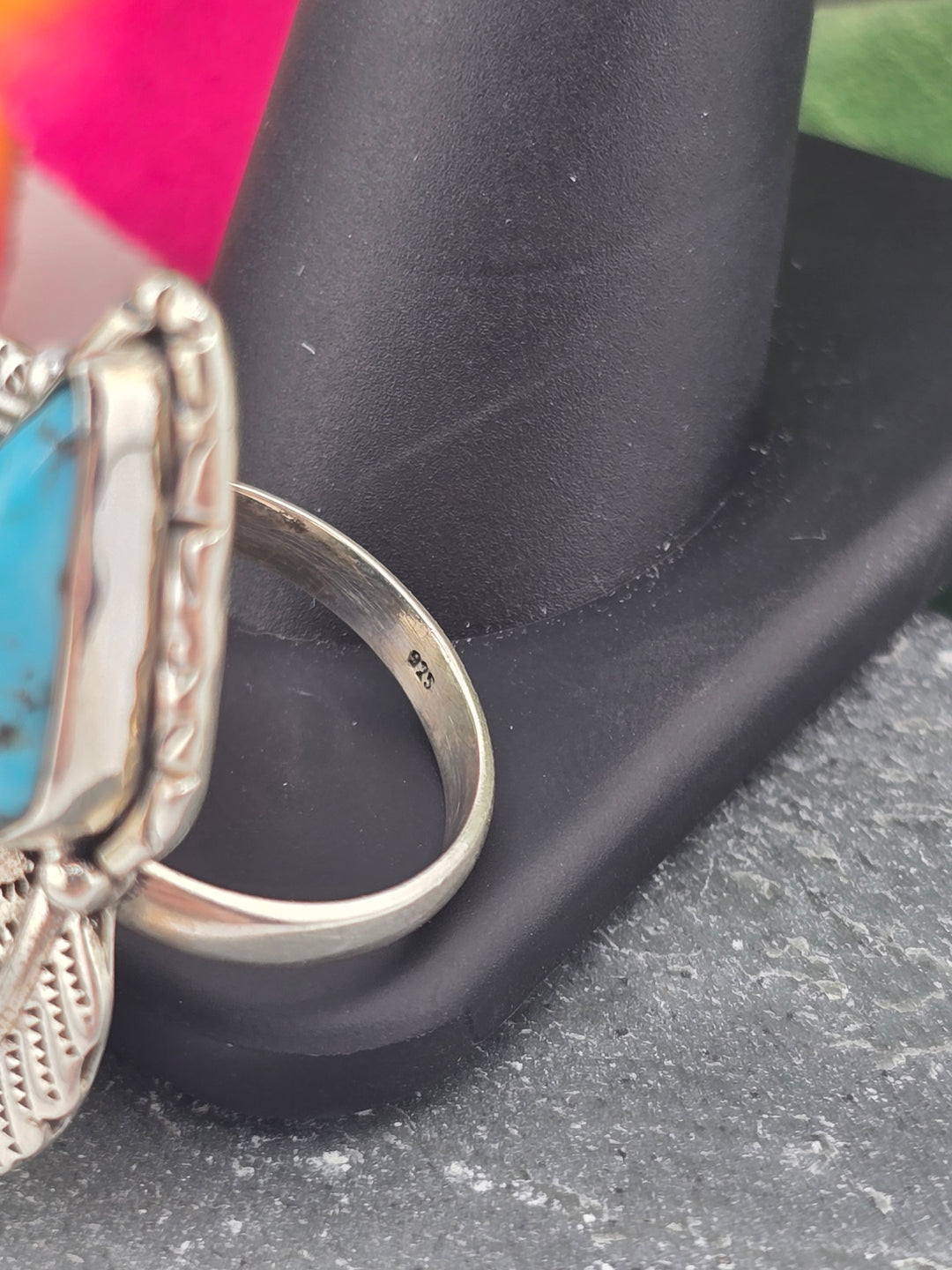 Double stone Kingman Turquoise sterling silver 925 ring size 8