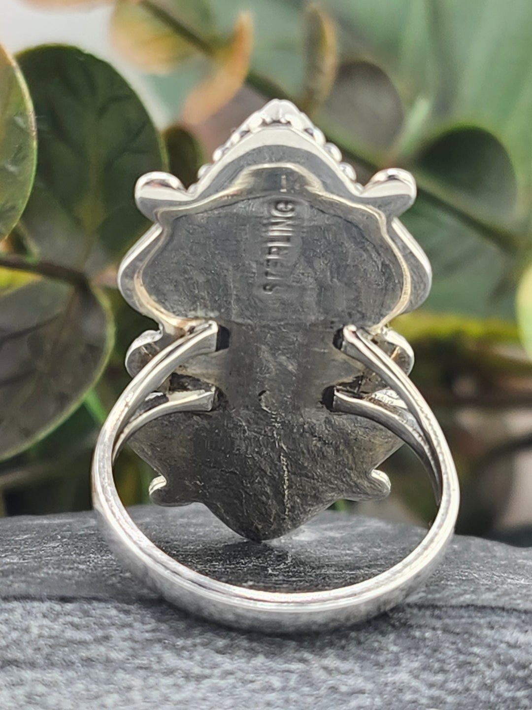 American Turquoise Triple Stone and 925 Sterling Silver Ring - Size 8.75