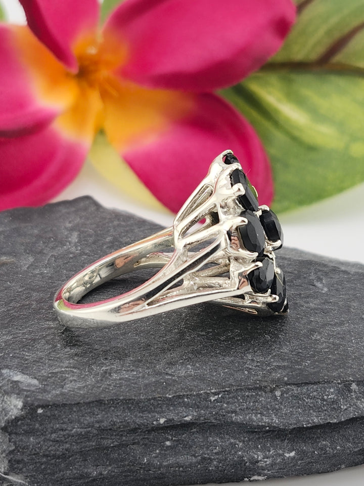 Cluster Black Onyx Ring Size 6