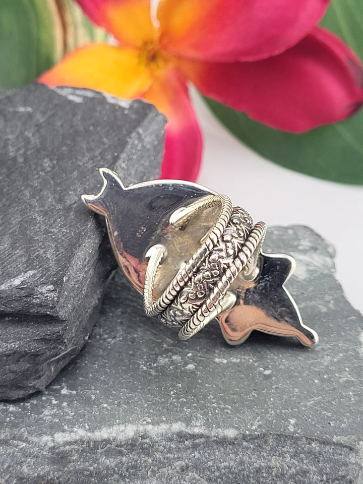 Dendritic Opal & Black Onyx Ring Size 6