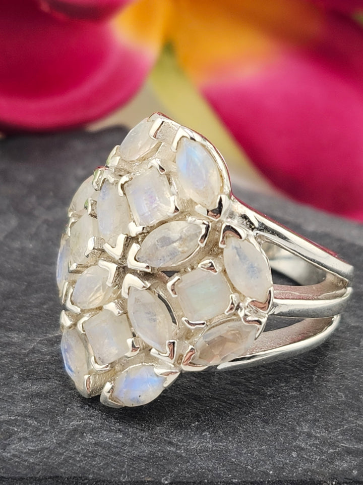 Cluster Moonstone Ring Size 6