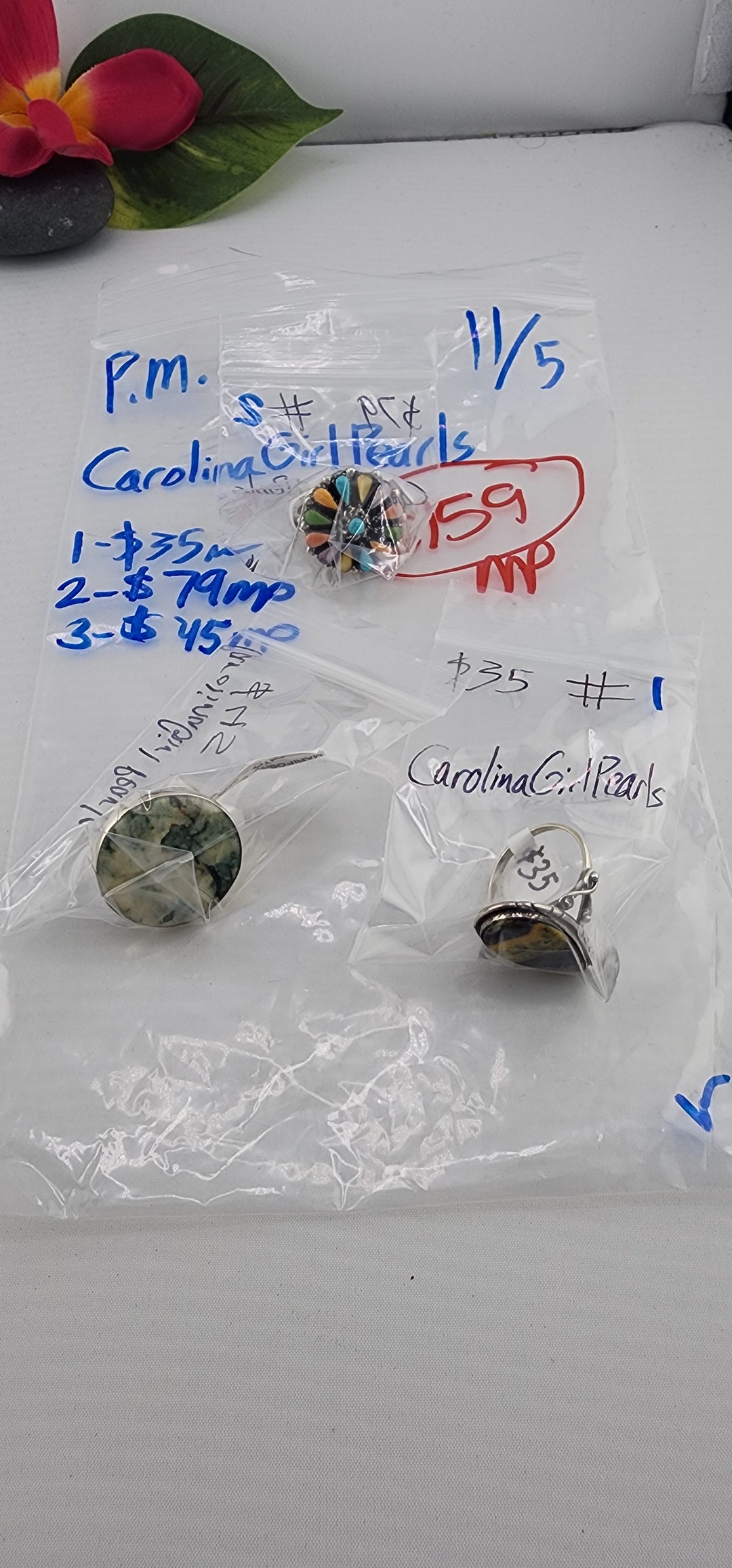 PM SHOW 48HR - RESERVED FOR: CarolinaGirlPearls - 11/5/2025 tiktok Live Show - 3 Sterling Silver Items