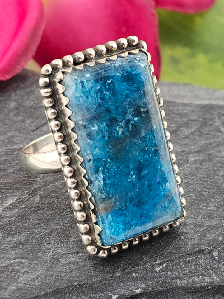 Apatite & 925 Sterling Silver Ring Size 7