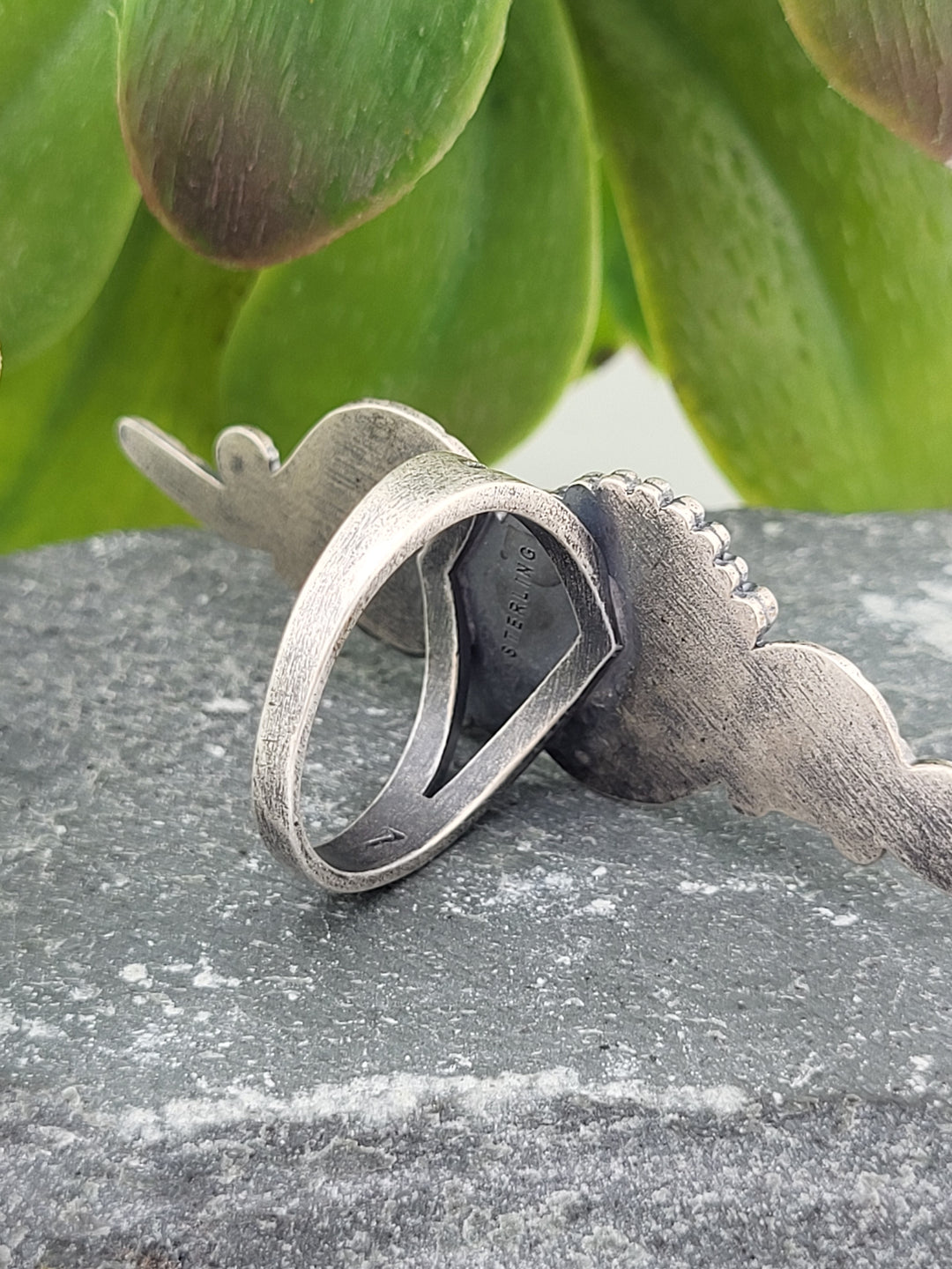 925 Sterling Silver Turquoise Floral Snake Ring