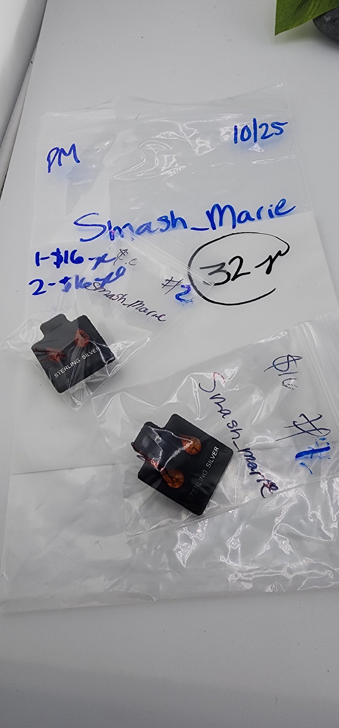 PM SHOW 48HR - RESERVED FOR: Smash_marie - 10/25/2025 FL tiktok Live Show - 2 Sterling Silver Items