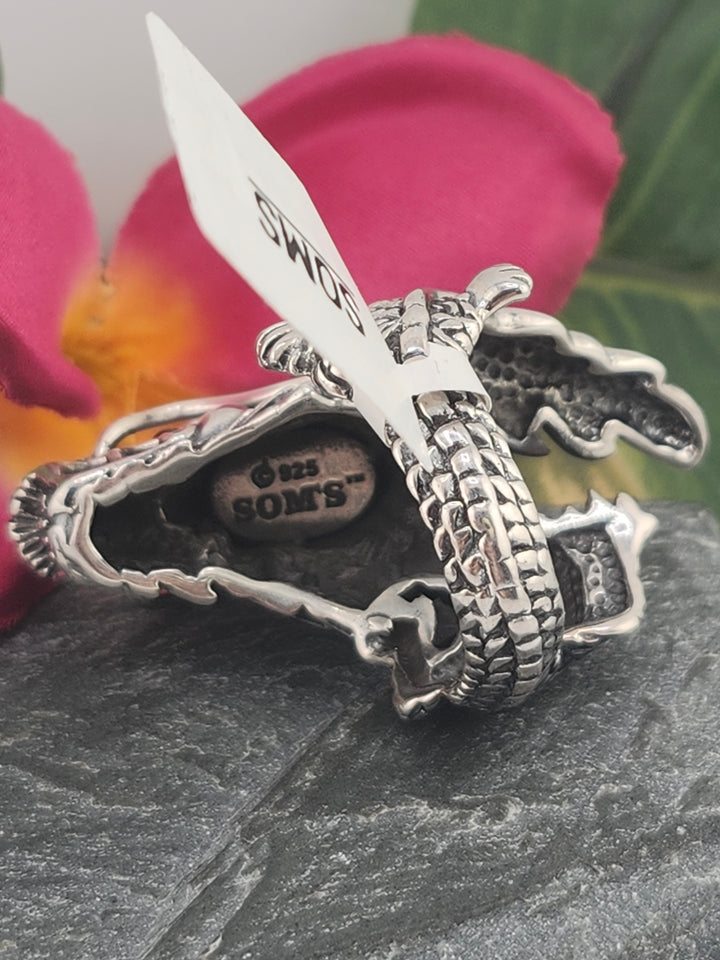 Designer SOMS 925 Sterling Silver Dragon Ring - Adjustable
