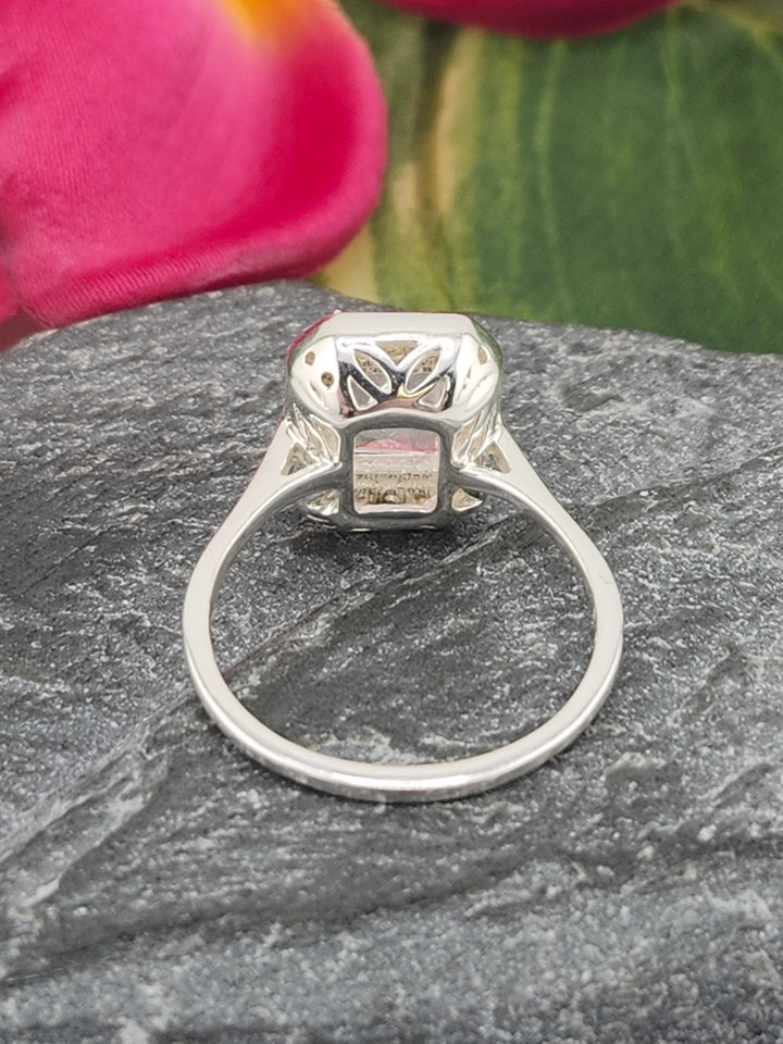 Morganite/Cubic Zirconia 925 Sterling Silver Ring - Size 6