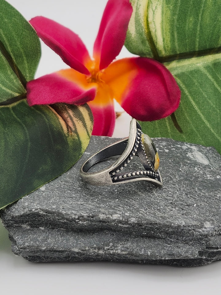 Oxidized Marquee Bumblebee Jasper Ring Size 9
