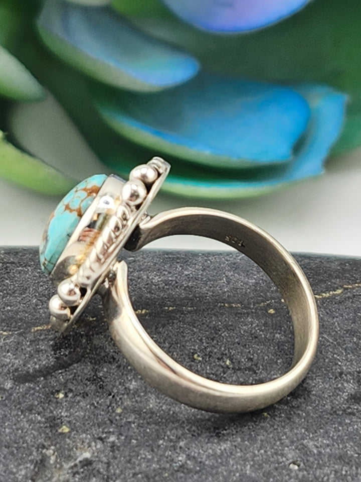 Kingman Turquoise and 925 Sterling Silver Ring - Size 6