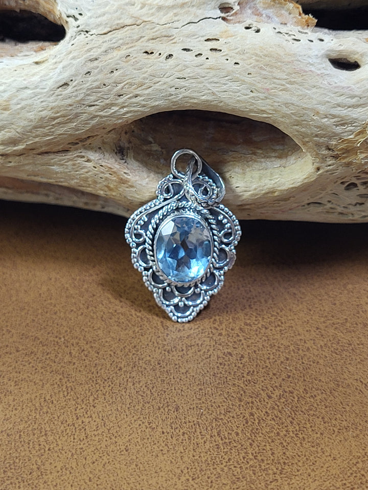 Natural Topaz Pendant 925 Sterling Silver