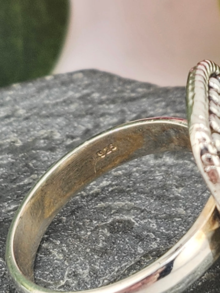 Raw Green Tourmaline and 925 Sterling Silver Ring - Size 7