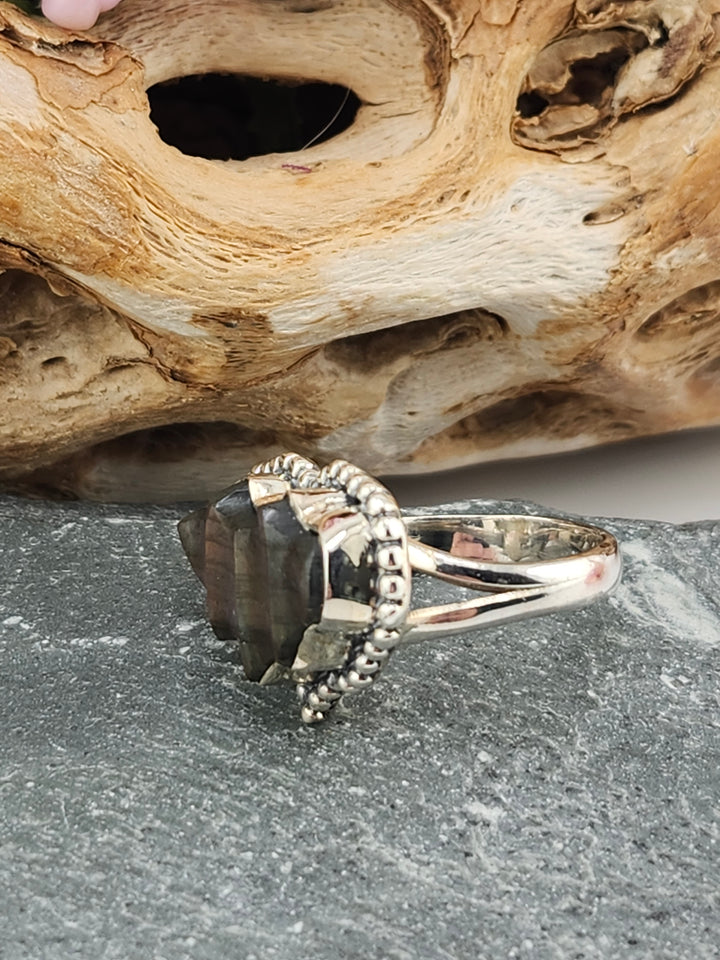 Purple Labradorite Bat Ring Size 6