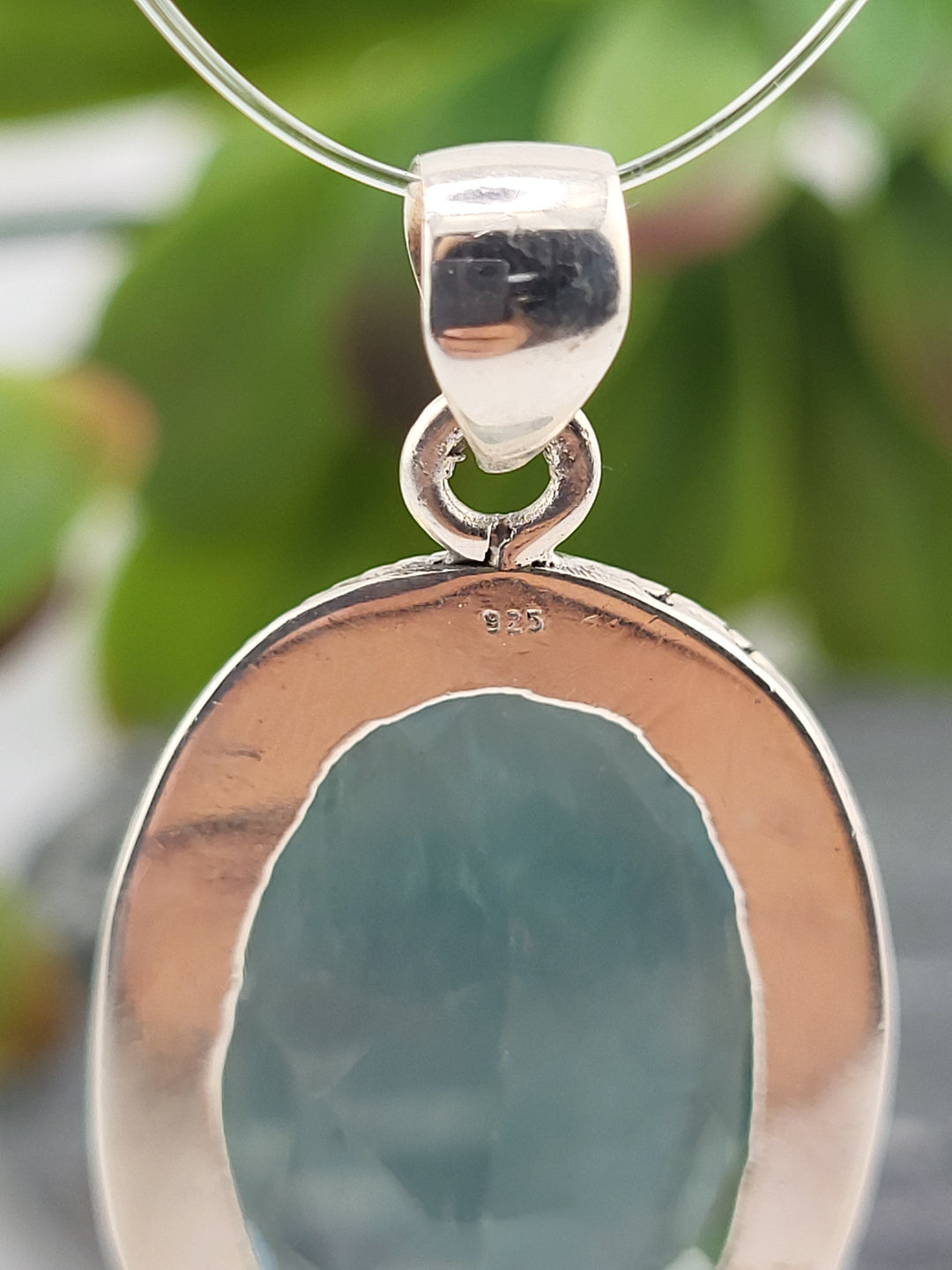 925 Sterling Silver Oval Rainbow Fluorite Pendant