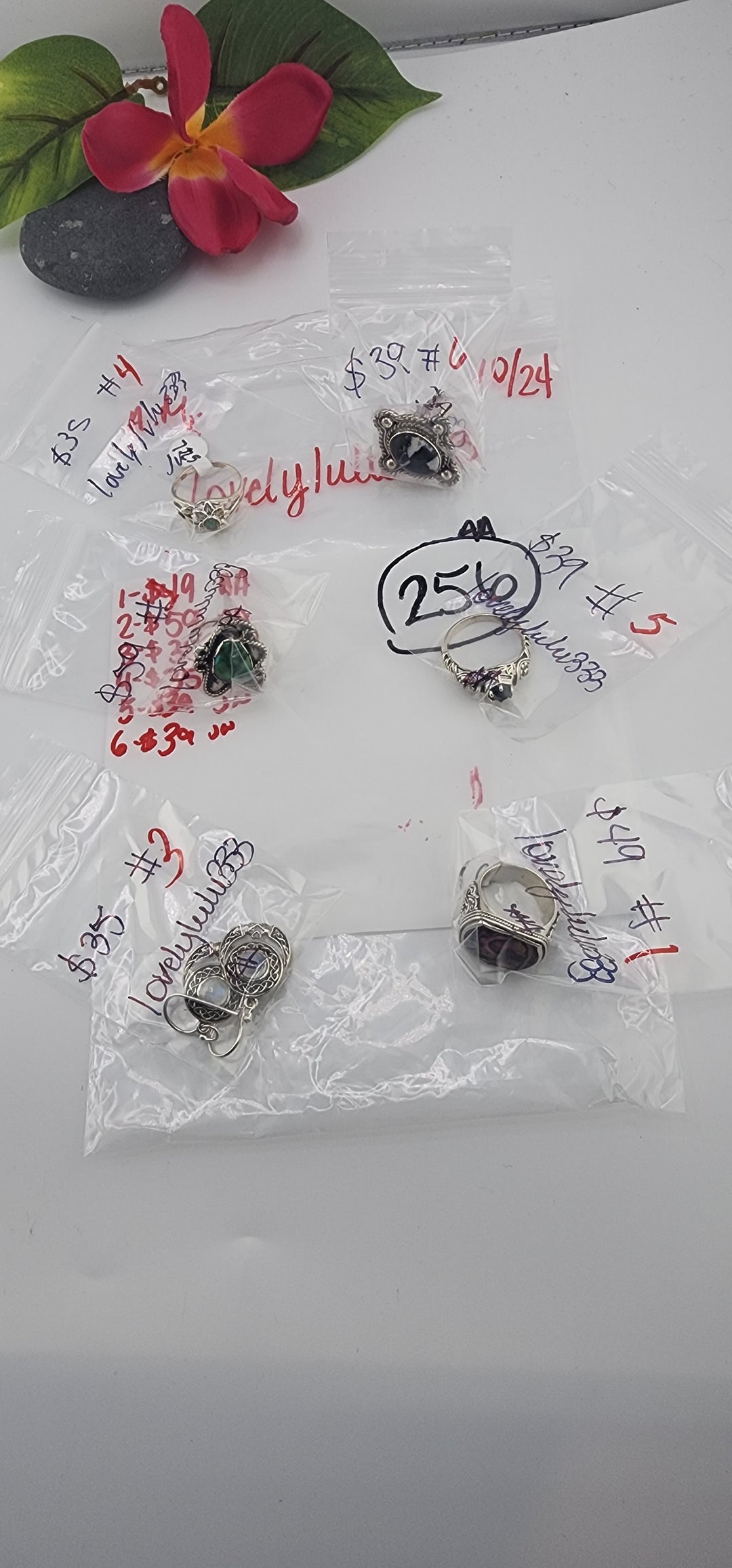 AM SHOW 48HR RESERVED FOR: lovelylulu333- 10/24/2025 FL tiktok Live Show - 6 Sterling Silver Items