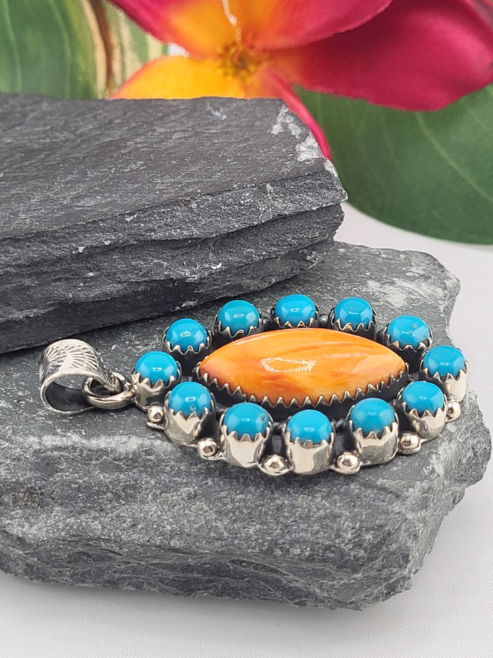 Spiny Oyster & Turquoise Pendant