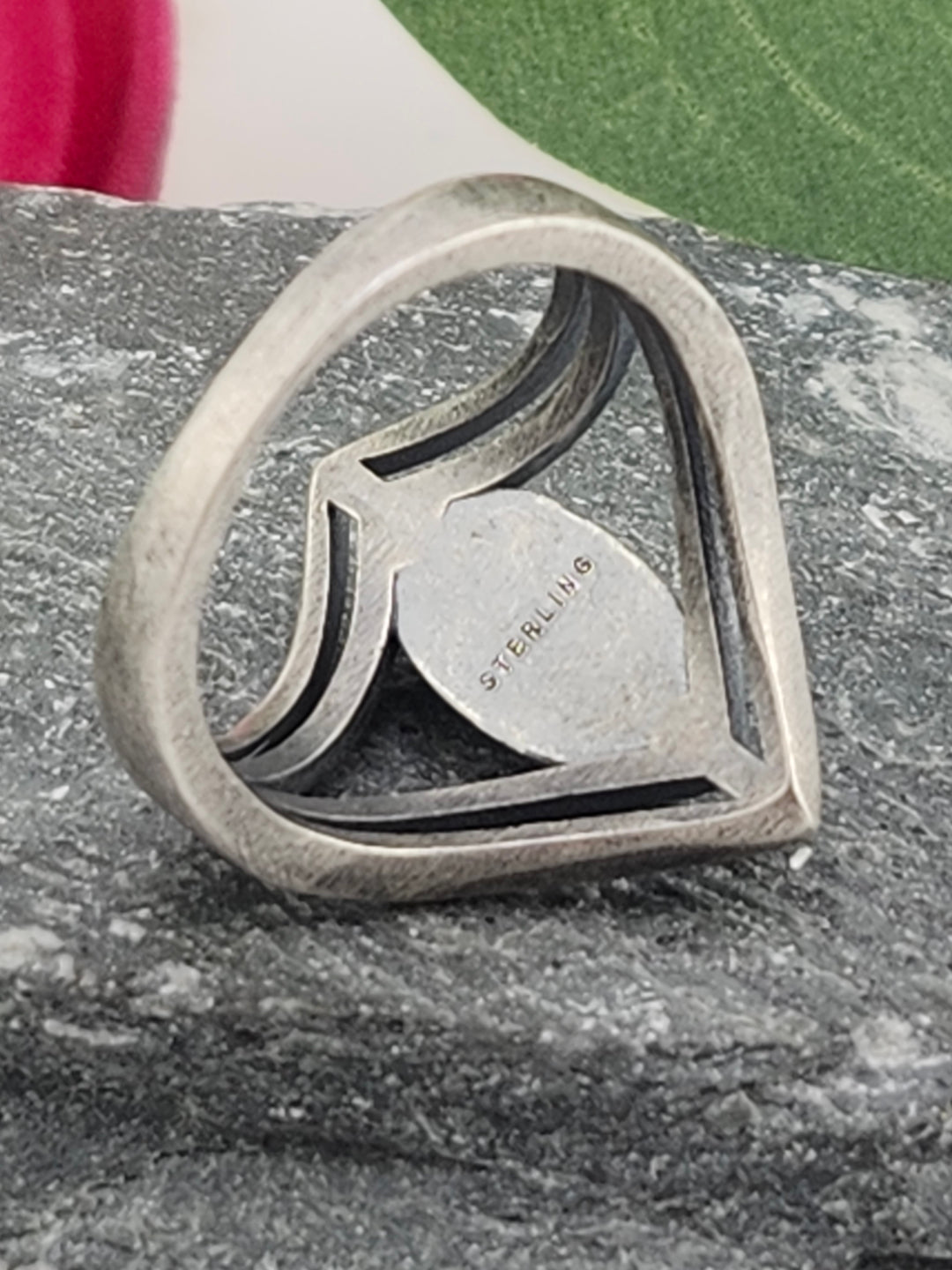 Oxidized Marquee Turquoise Ring Size 8