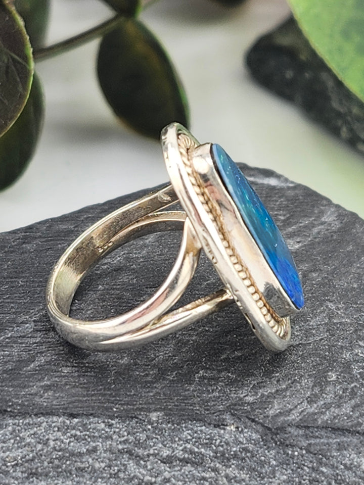 Australian Opal Doublet and 925 Sterling Silver Ring - Size 5.25