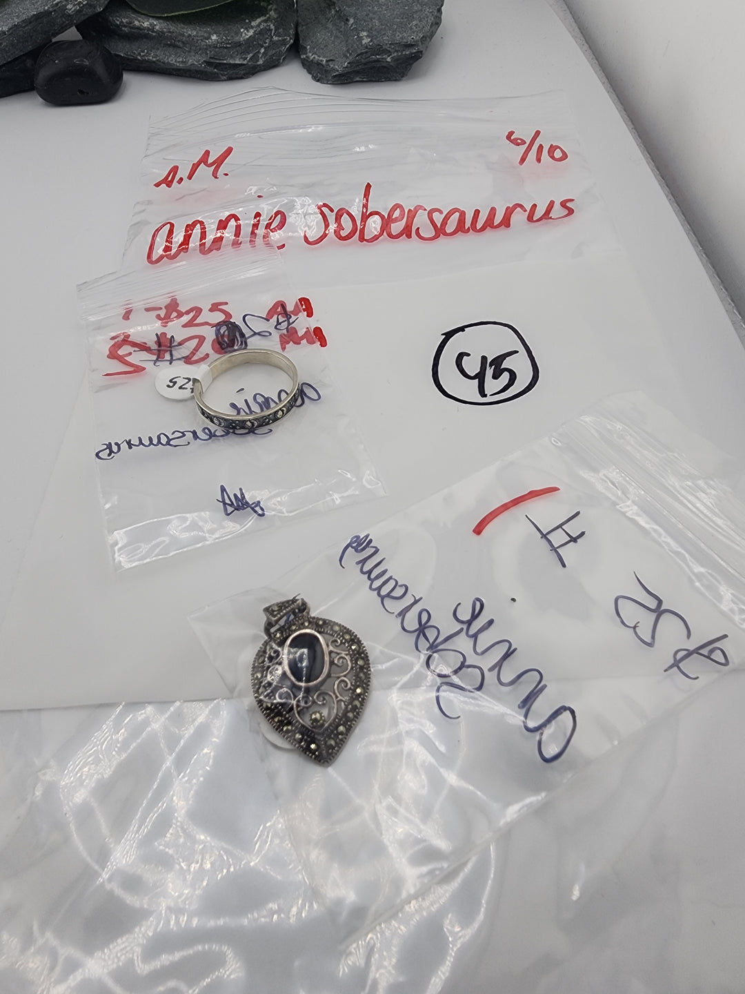 annie sobersaurus - 6/10/26 AM - 2 925 Sterling Silver