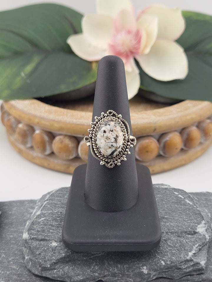 White Buffalo Oval Ring