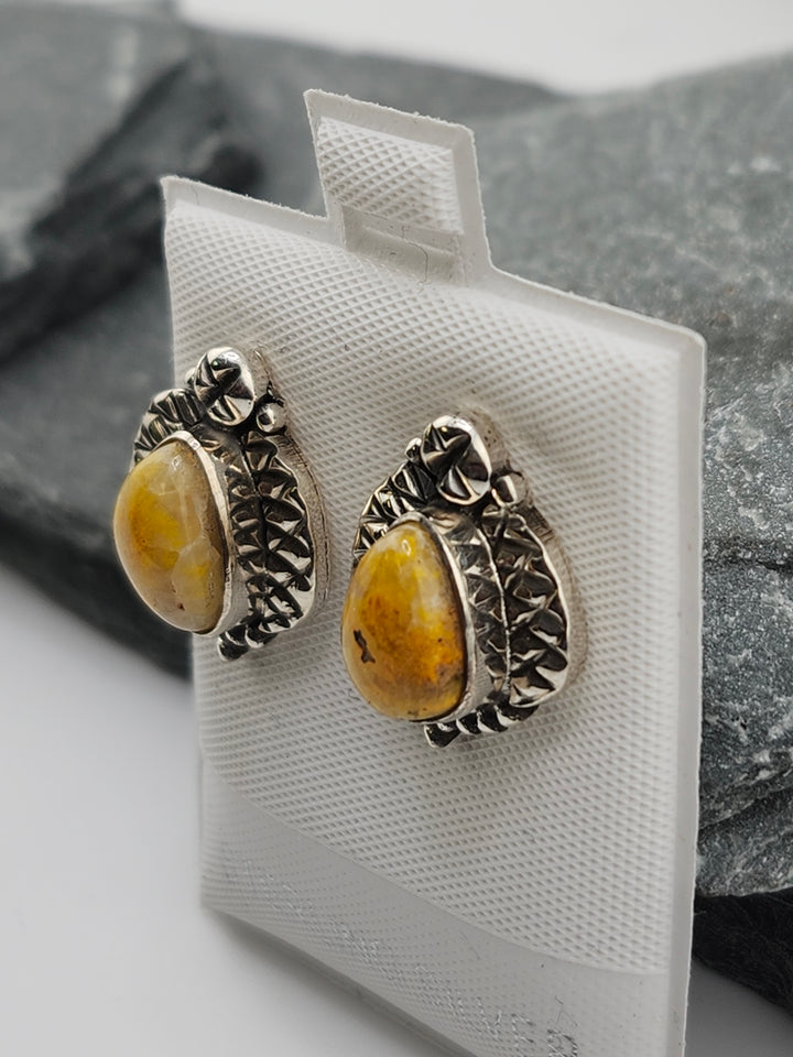 Bumblebee Jasper PostBack Earrings
