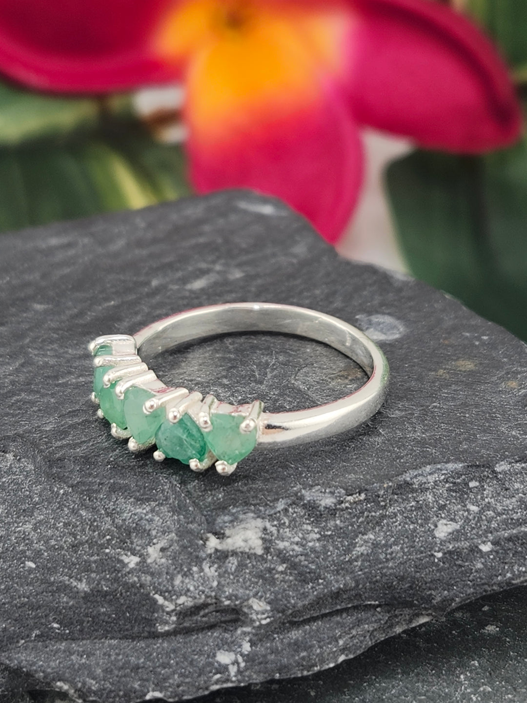 Emerald Heart Ring Size 8.25
