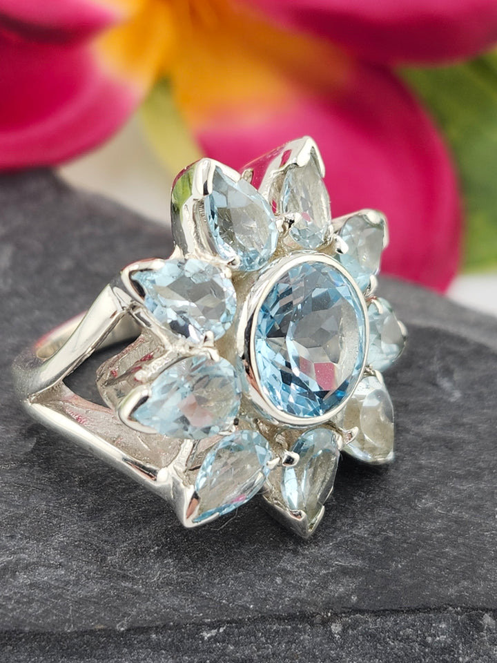 Cluster Topaz Ring Size 5.75