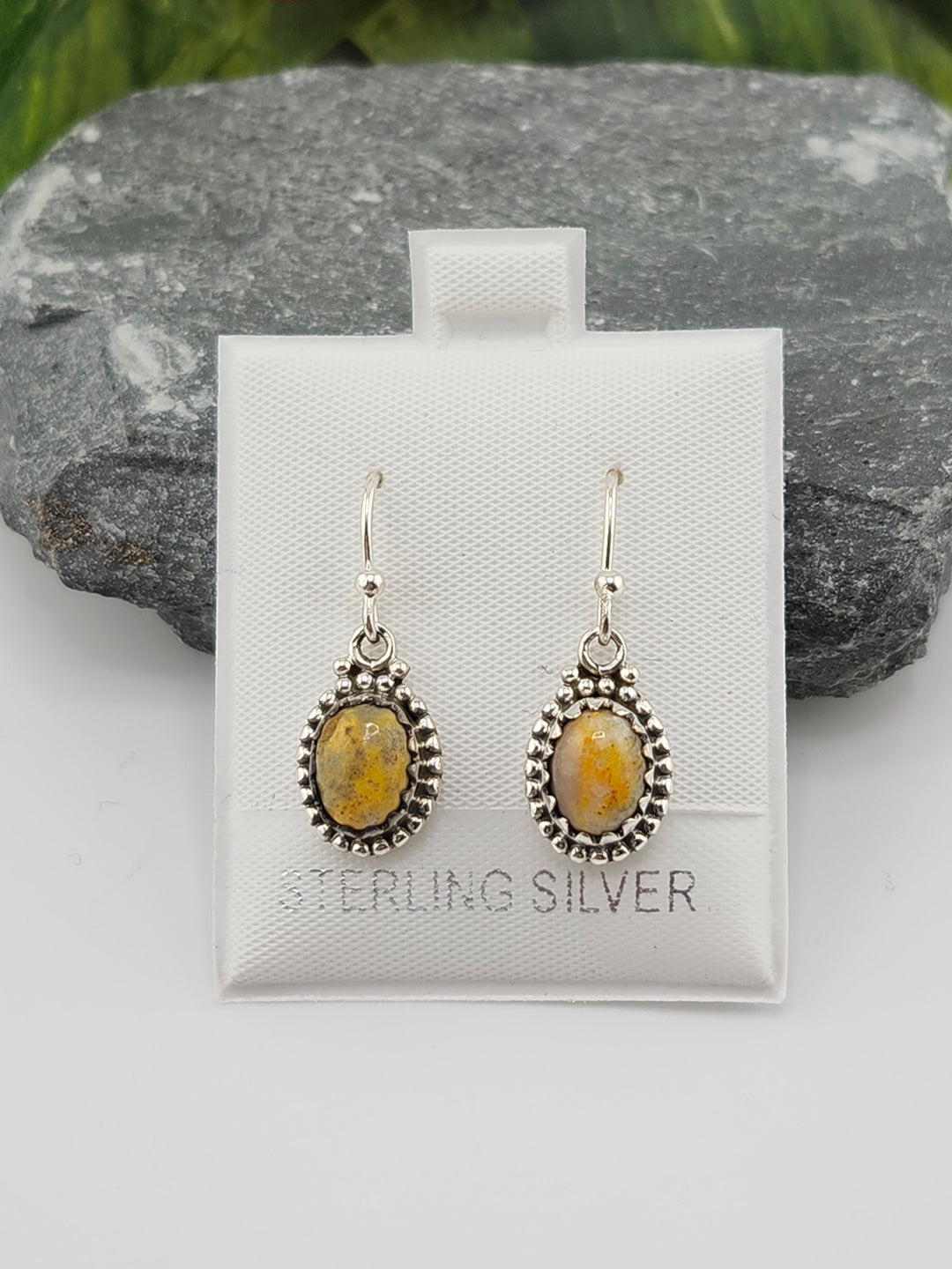 Bumblebee Jasper Oval Dangle Earrings