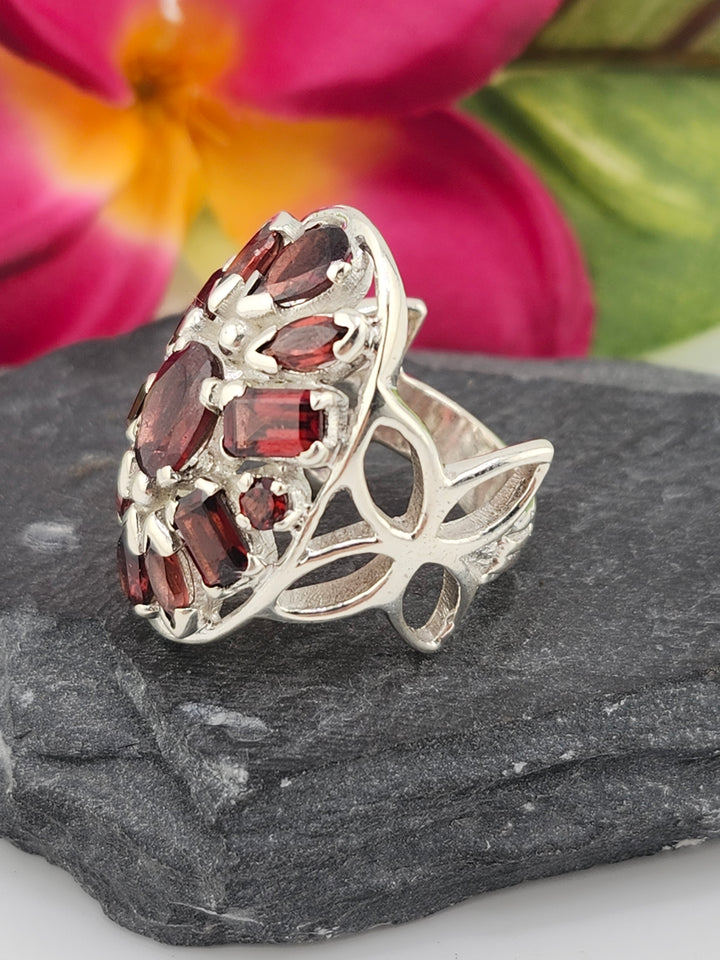 Cluster Garnet Ring Size 7