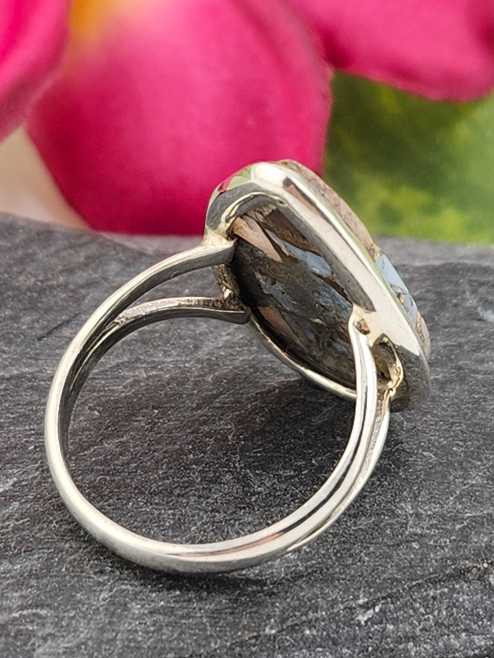 Blue & Pink Copper Opal Ring Size 6.25