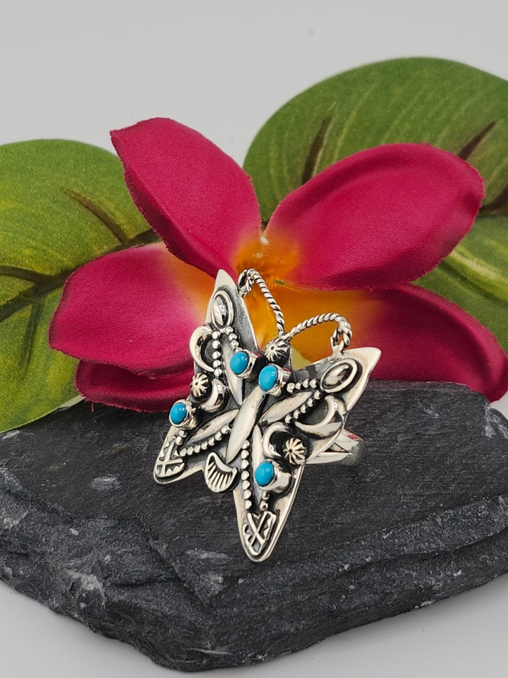 Turquoise Butterfly Ring Size 7