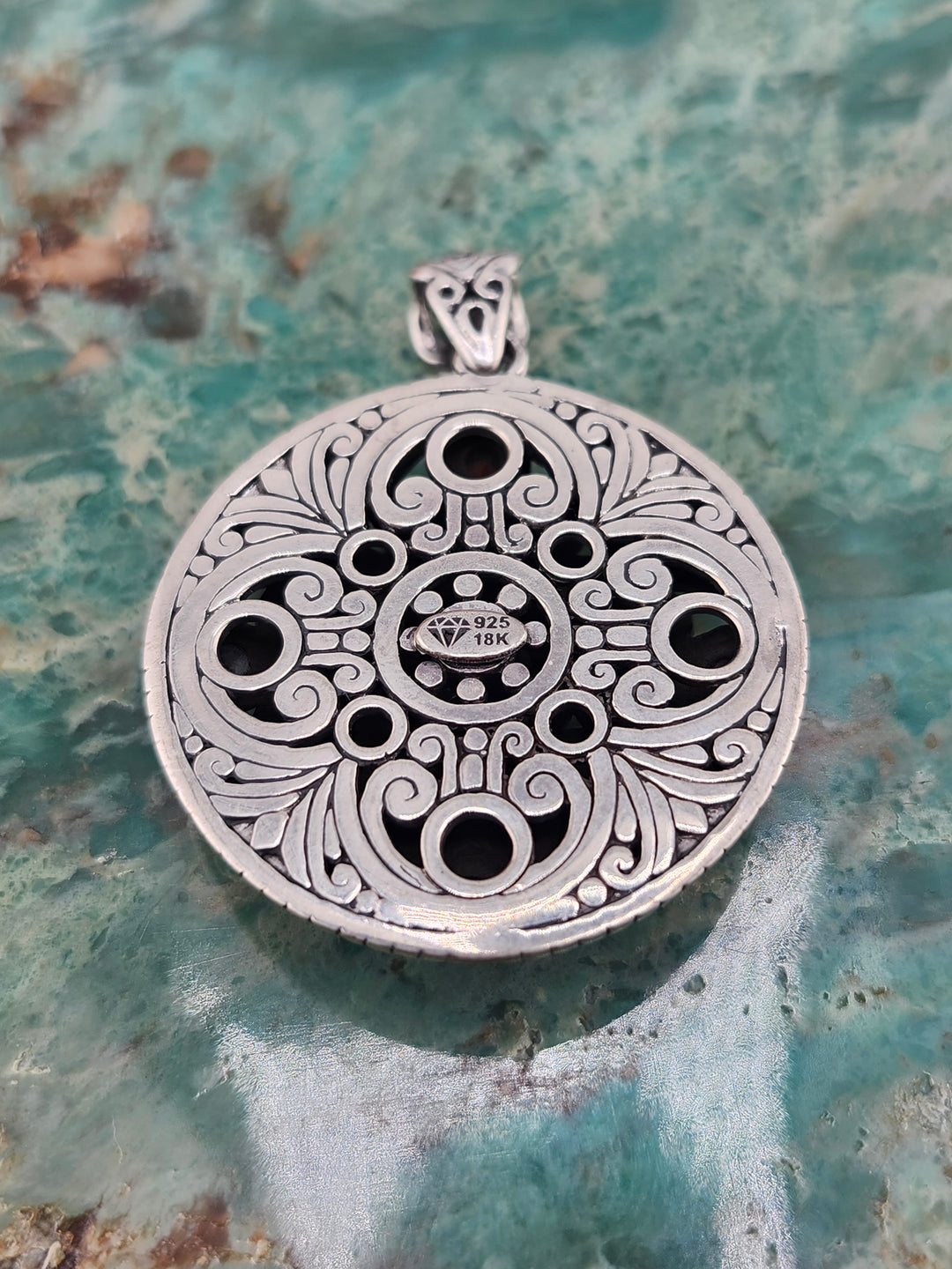 Bali 925 Sterling Silver/18K and Mixed Gemstone Pendant