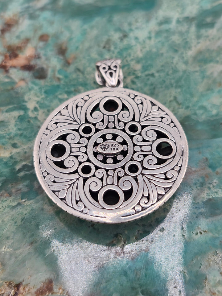 Bali 925 Sterling Silver/18K and Mixed Gemstone Pendant