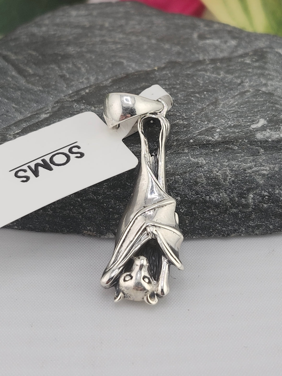 Designer SOMS 925 Sterling Silver Bat Pendant