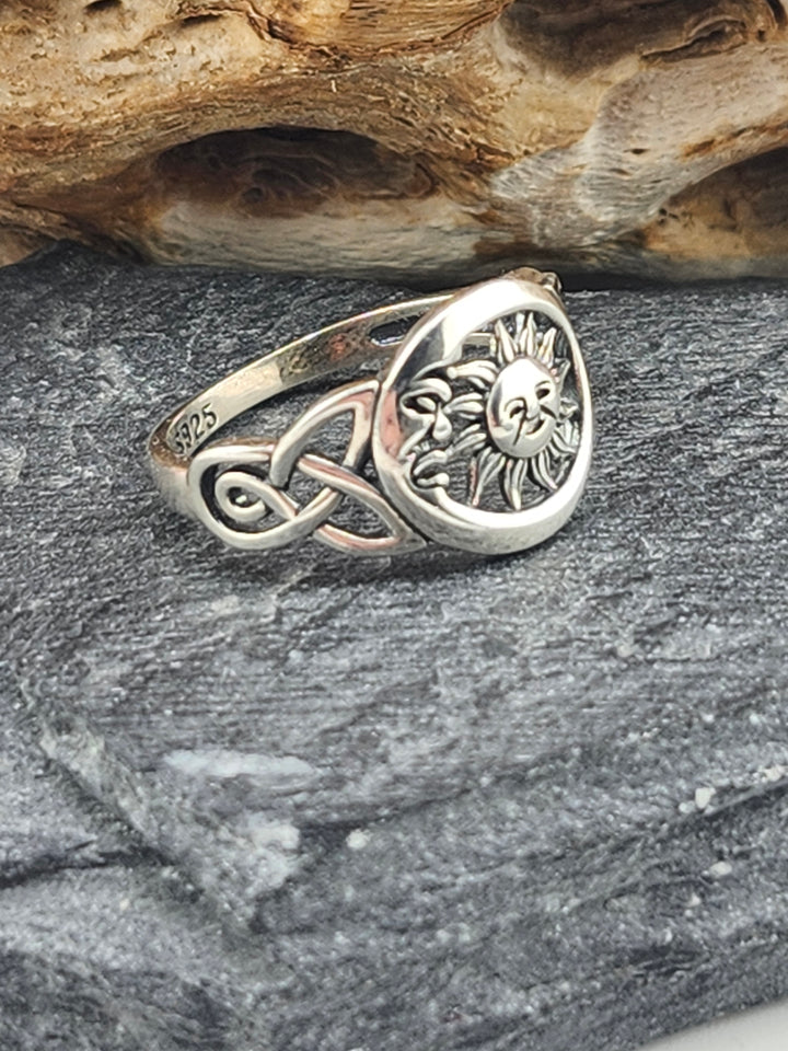 Sterling Sun & Moon Ring