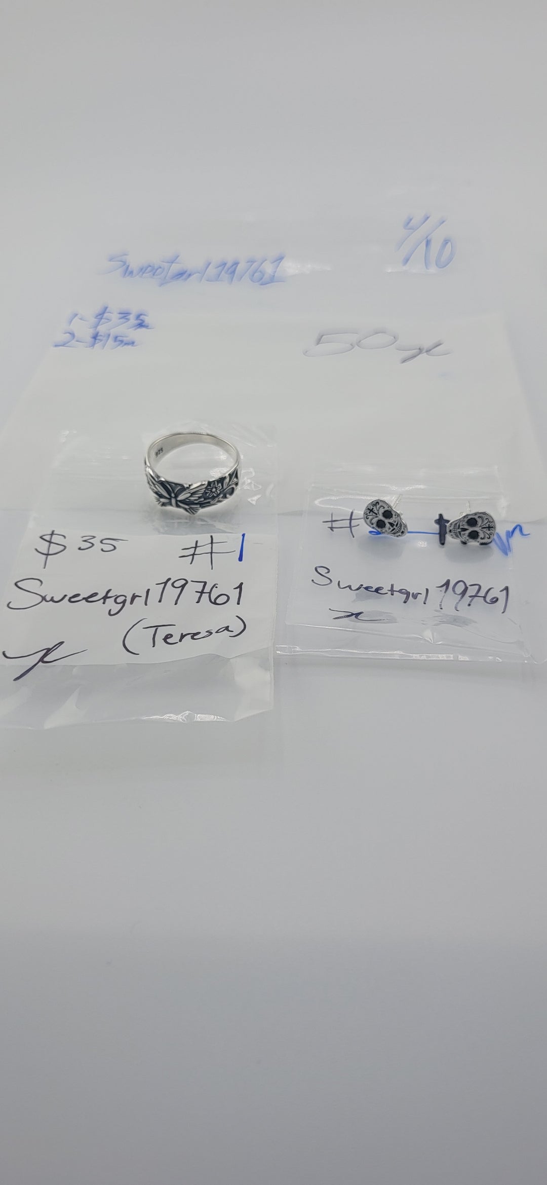 RESERVED FOR: Sweetgrl19761 - 4/10/2025 tiktok Live Show - 2 Sterling Silver Items