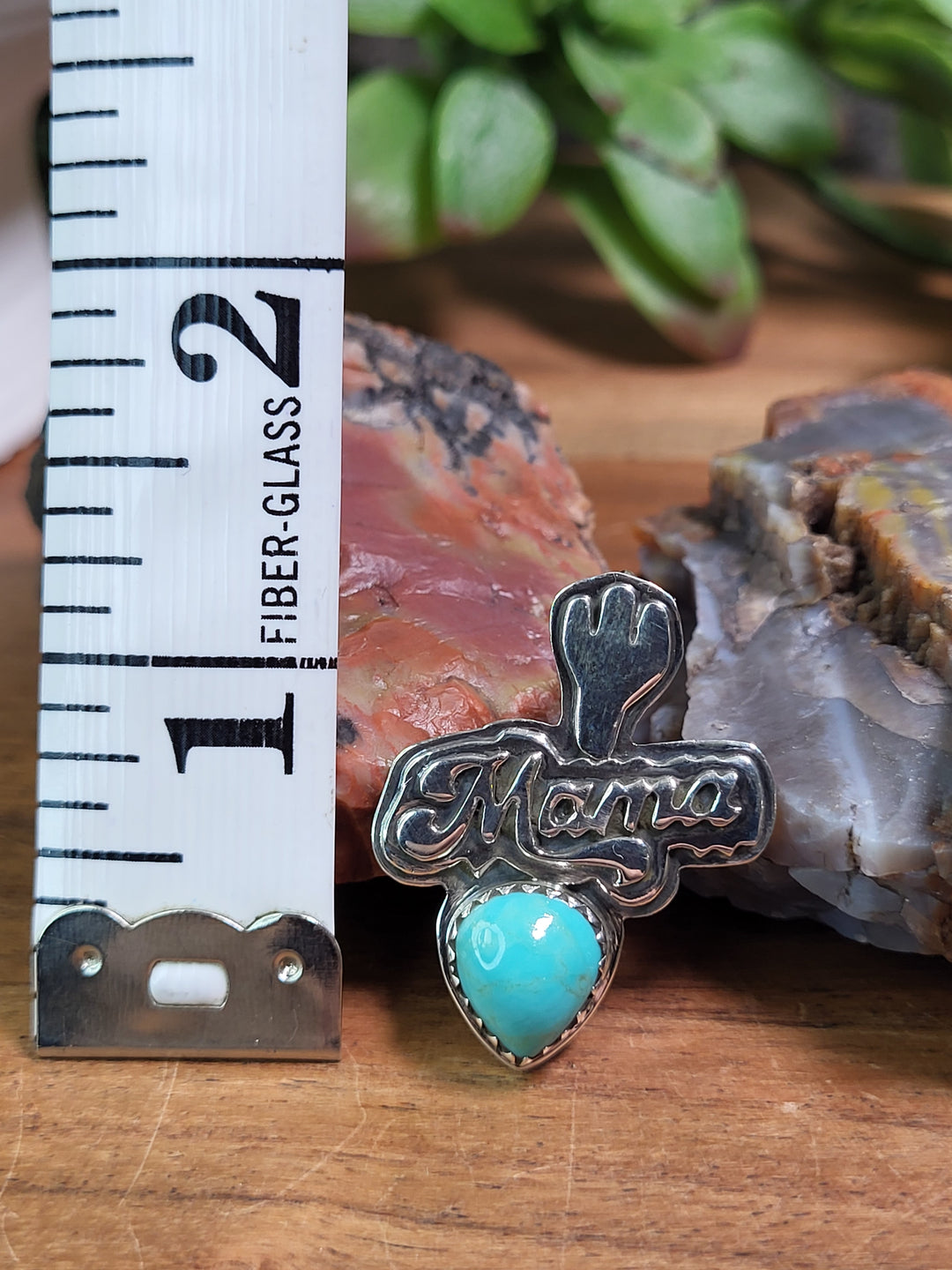 Natural Turquoise Mama Pendant 925 Sterling Silver