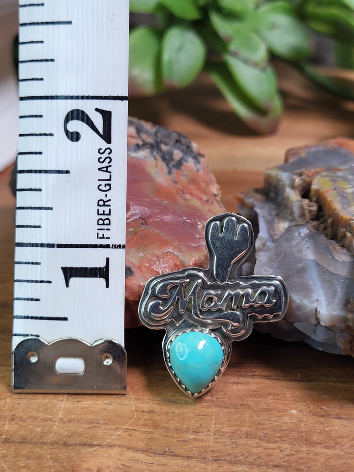 Natural Turquoise Mama Pendant 925 Sterling Silver