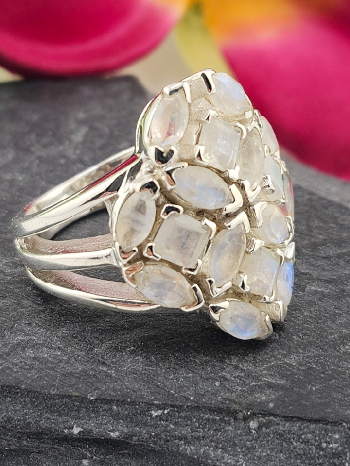 Cluster Moonstone Ring Size 6