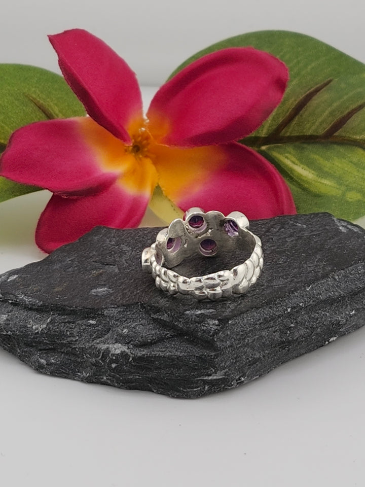 Multistone amethyst and 925 Sterling Silver Ring