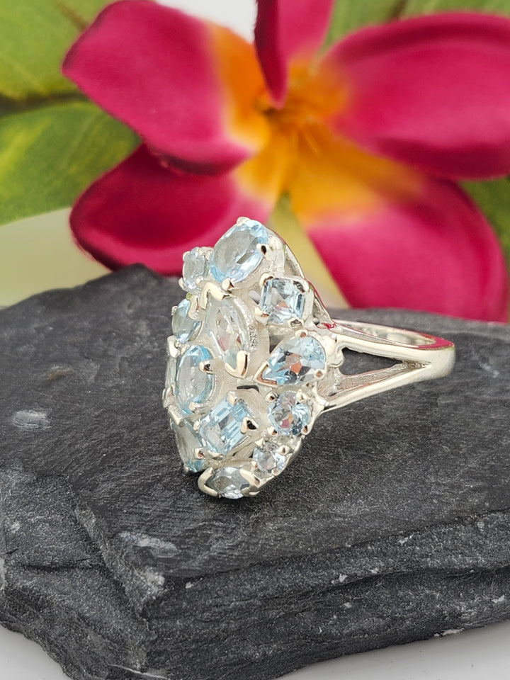 Cluster Topaz Ring Size 7.5